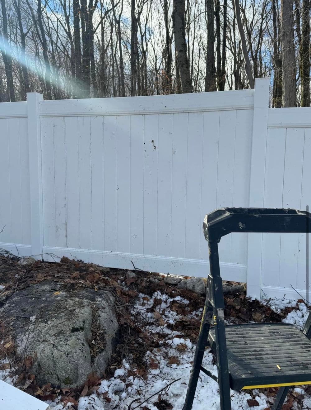 Gallery photos for Vinyl Fence Repair After Fallen Tree Branch in Bloomfield NJ: Image #1