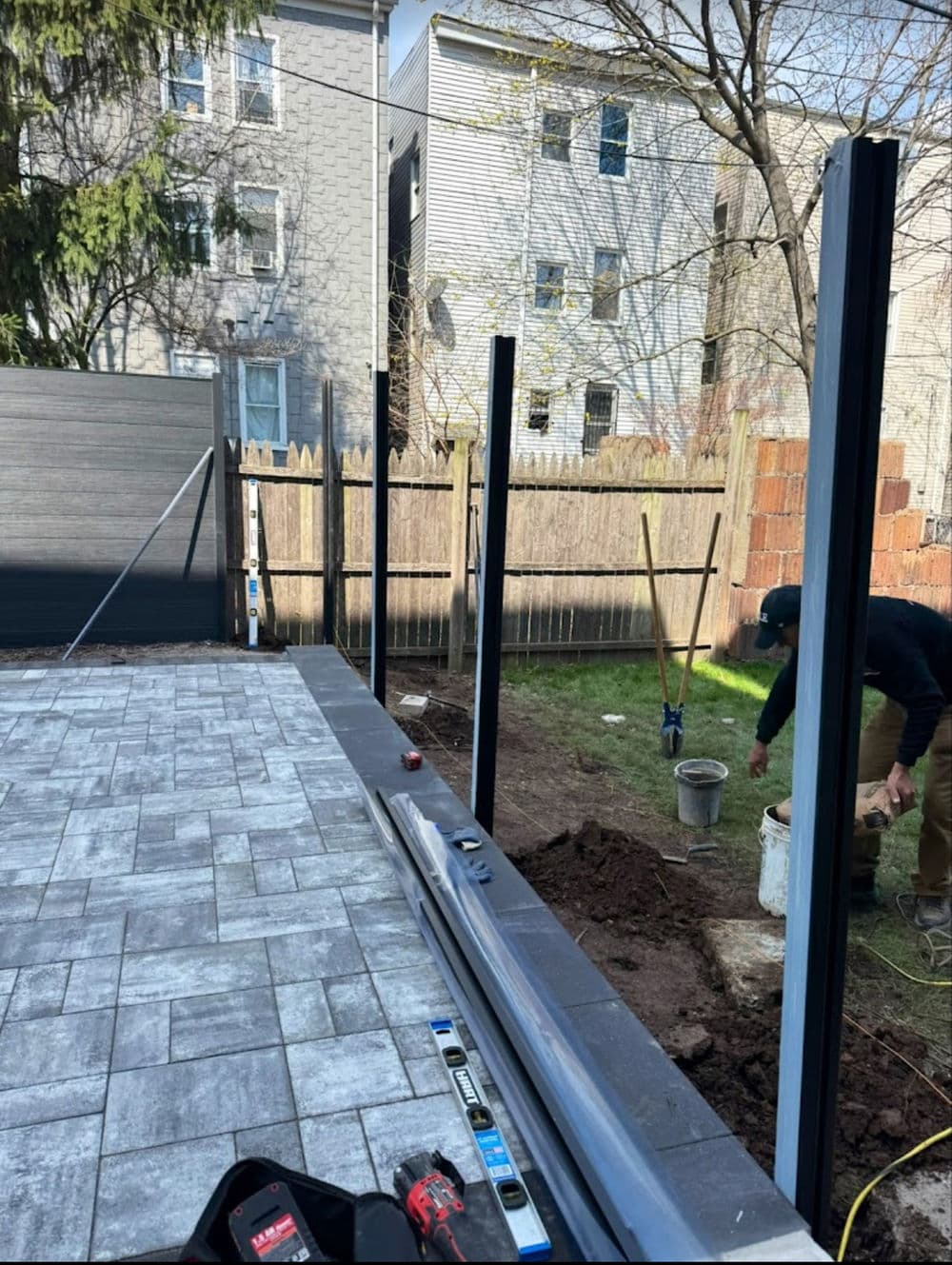 Gallery photos for Black Composite Fence and Paver Patio Install in Newark NJ: Image #4