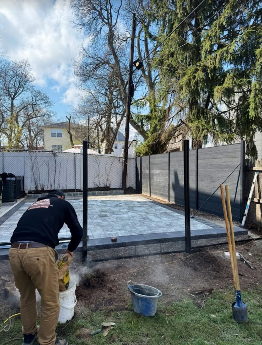 Gallery photos for Black Composite Fence and Paver Patio Install in Newark NJ: Image #5