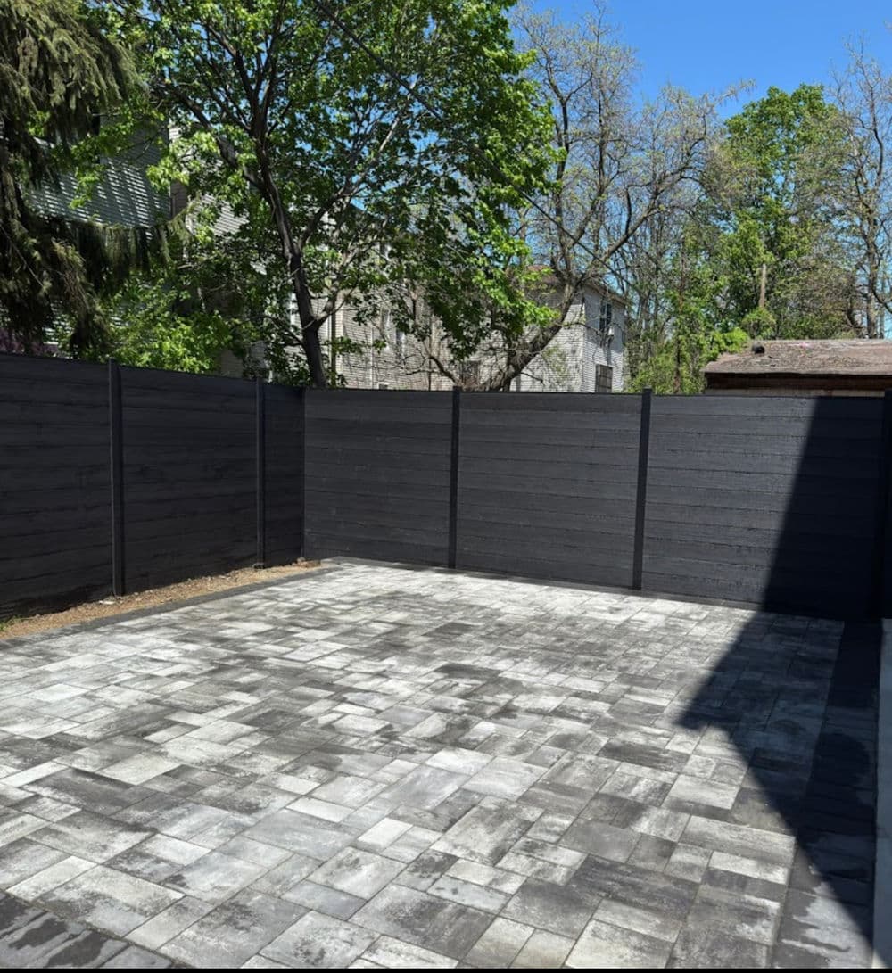 Gallery photos for Black Composite Fence and Paver Patio Install in Newark NJ: Image #1